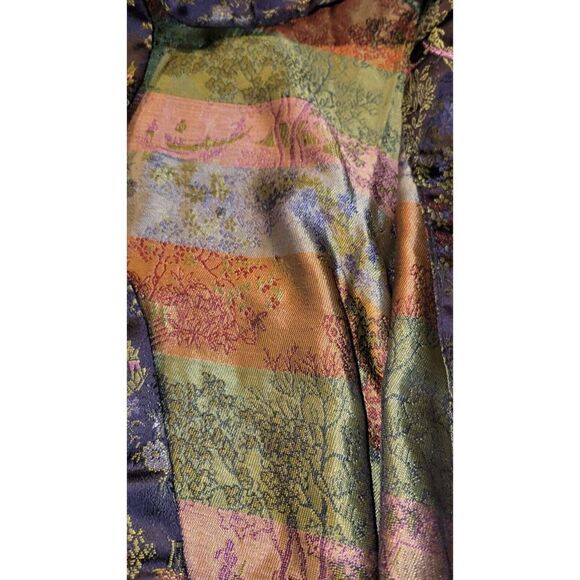 Vtg LA Parfait Chinese Floral Jacket Kimono Robe Black Medium - Picture 7 of 9